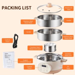 Joydeem Electric Food Steamer for Cooking, 2-Tier Stainless Steel Vegetable & Food Steamers, 15L Large Capacity, JD-DZG15B