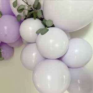 Light Purple Balloons Different Sizes, 18 12 10 5 Inch Double Stuffed Pastel Purple Balloons, Macaron Lavender Purple Balloon Arch for Boho Party, Baby Shower, Birthday, Weddings (Light Purple）