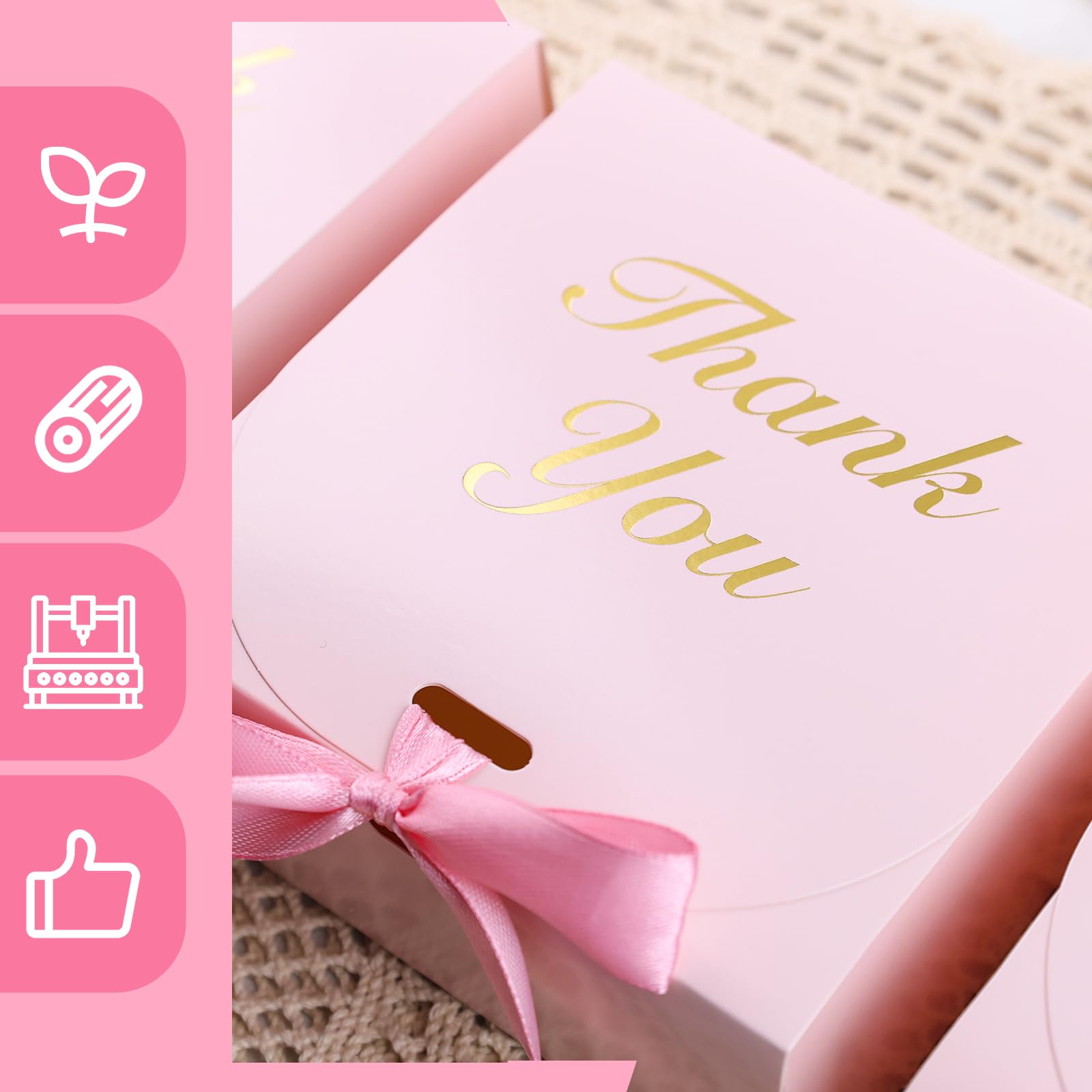 VGOODALL 20PCS Small Paper Gift Boxes, Thank You Gift Box Party Favor Box with Bow Ribbon Mini Candy Treat Box for Birthday Wedding Party Holiday Pink