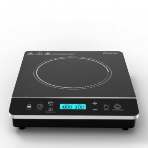 panana portable induction cooktop, 1800 watts induction burner with lcd sensor touch, induction hot plate with safety shutoff function for cooking, single (blue lcd dispaly - silver)