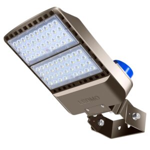 ledmo led parking lot lights adjustable trunnion mount 200w dusk to dawn outdoor lighting with photocell flood area lights 5000k commercial wall mount ip65 led shoebox lights