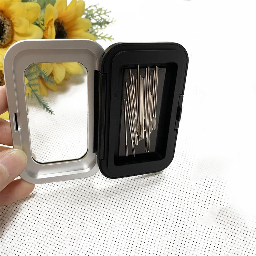 Portable Magnetic Needle Case Household Black Needle Storage Box,Magnetic Embroidery Needles Storage Case,Buttons Pins Suction Holder Rectangle Sewing Needle Storage Box (3Pcs)