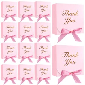 vgoodall 20pcs small paper gift boxes, thank you gift box party favor box with bow ribbon mini candy treat box for birthday wedding party holiday pink