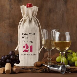 FBCCZEY Funny 21st Birthday Gifts for Her Him Birthday Gifts for 21 Year Old Women Men Wine Bag Happy Anniversary 21st Birthday Party Supplies Decorations for Her Him Son Friends Wine Bags