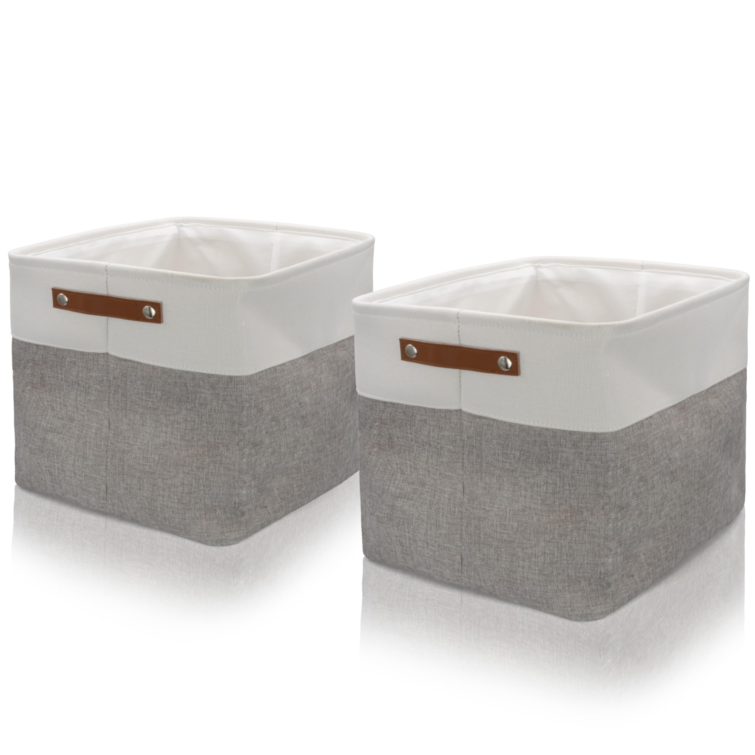 Brookstone, 2 Pack Storage Bins with Handle, Multipurpose Storage Basket for Home Organization, Declutter & Space Saving - Collapsible Storage Cubes Perfect for Living Room, Bedroom, Closets