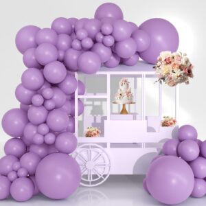 lavender balloons different sizes, 18 12 10 5 inch double stuffed macaron purple balloons, matte purple balloon arch for boho party,baby shower,birthday,weddings,christening,graduation(mist lavender)