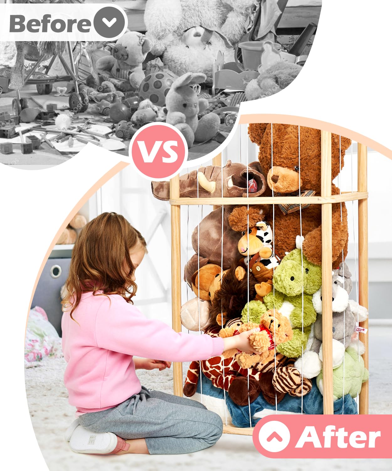 ZJSYMZY Extra Large Stuffed Animal Zoo Storage,59" Tall Wooden Stuffed Animal Cage, Toy Cage for Stuffed Animal Holder Applicable Kids Nursery Play Room Bedroom Display Corner