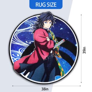 generic Anime Rug Bedrooms Anime Area Round Shape Carpet Rug Non Slip Ultra Soft Circular Rugs Dorm Gaming Room Best Decor, 39×39