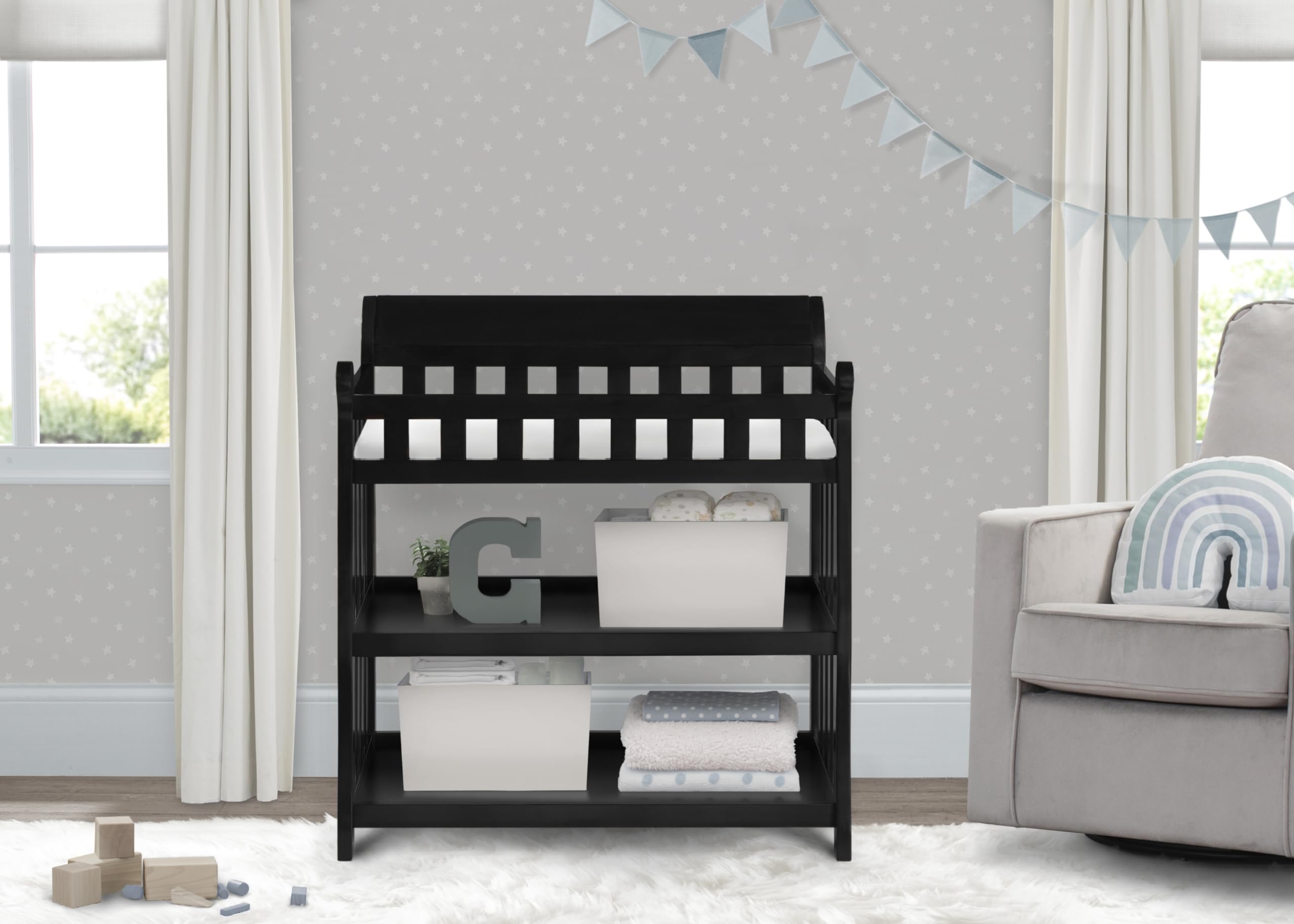 Delta Children Eclipse Changing Table, Ebony Black