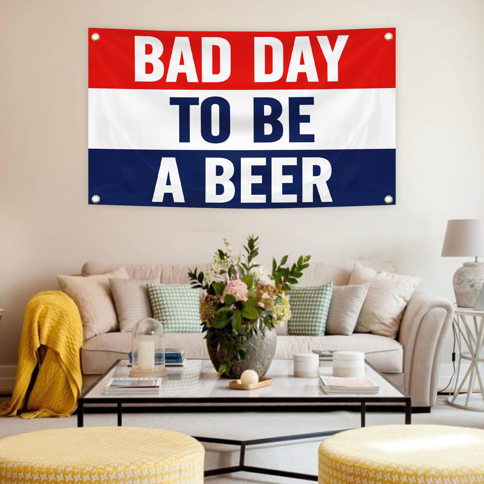 Bad Day To Be A Beer Flag Banner 3x5 Feet Tapestry with 4 Brass Grommets For College Dorm Room Man Cave Frat Wall Outdoor Indoor Decor