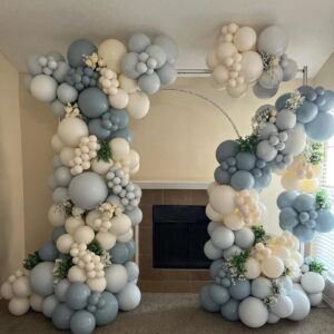 Smog Blue Balloons, Matte Misty Blue Balloons Different Sizes, 18 12 10 5 Inch Blue Balloons Arch Garland for Birthday, Baby Shower, Gender Reveal Party,Boho Decoration