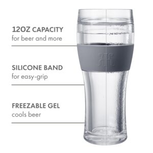 Frozen Beer Glasses - Unbreakable Acrylic Freezable Mugs Pint Freeze Chiller, Birthday Gifts for Him, Men, Dad, Guys, Anniversary, 2 Set, Cooling Cups 12oz Tritan Plastic, Double Wall Insulated Gift