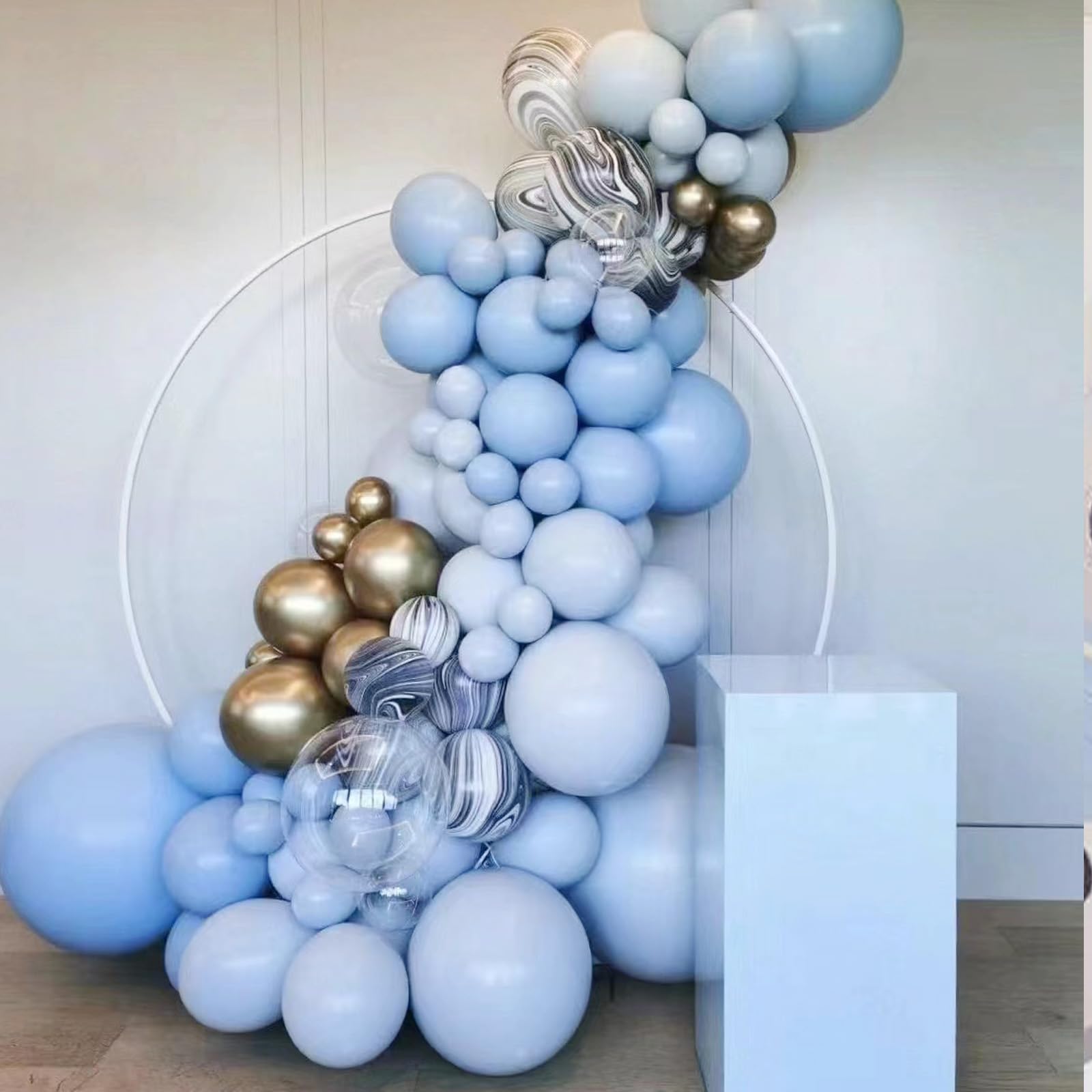 Dusty Blue Balloon Arch Garland, Double Stuffed Pastel Blue Balloons Different Sizes, 18 12 10 5 Inch Blue Balloons for Birthday,Baby Shower,Gender Reveal Party,Boho Decoration,Christening,Graduation