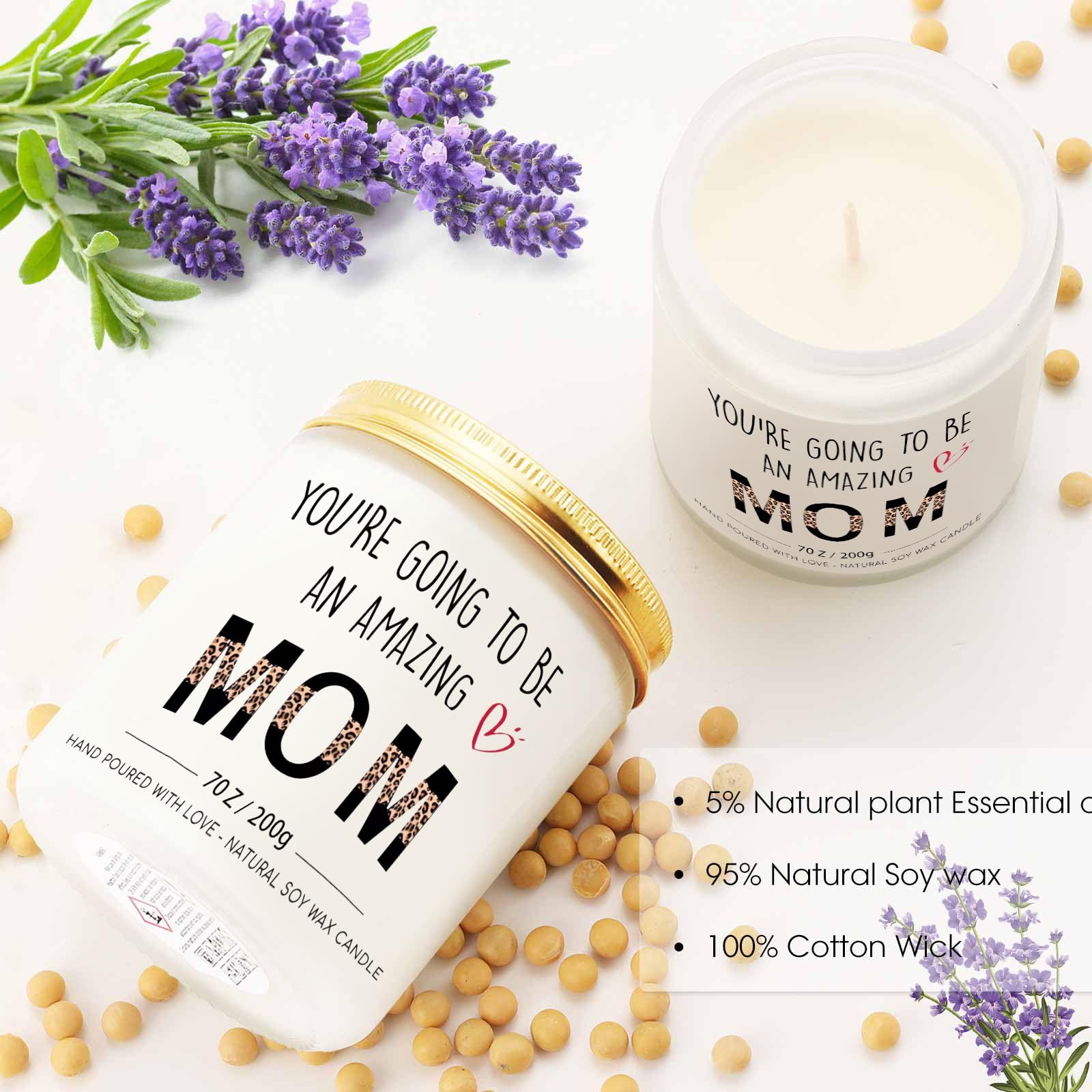 New Mom Gifts for Pregnant Women, Pregnancy Gift for Expecting Mom, 1st Mothers Day Gift for Mommy to Be, Maternity Gifts for First Time Moms Pregnant Friend Wife Daughter, Lavender Scented Candle 7oz