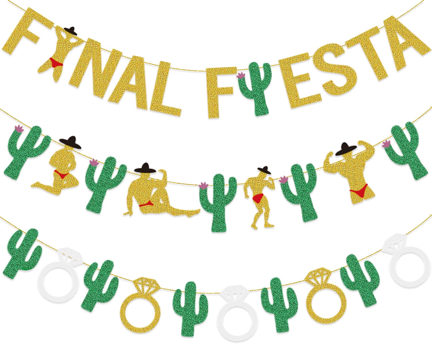 Final Fiesta Bachelorette Party Decorations Final Fiesta Banner Gold Glitter Bridal Shower Party Mexican Fiesta Theme Party Decorations Supplies