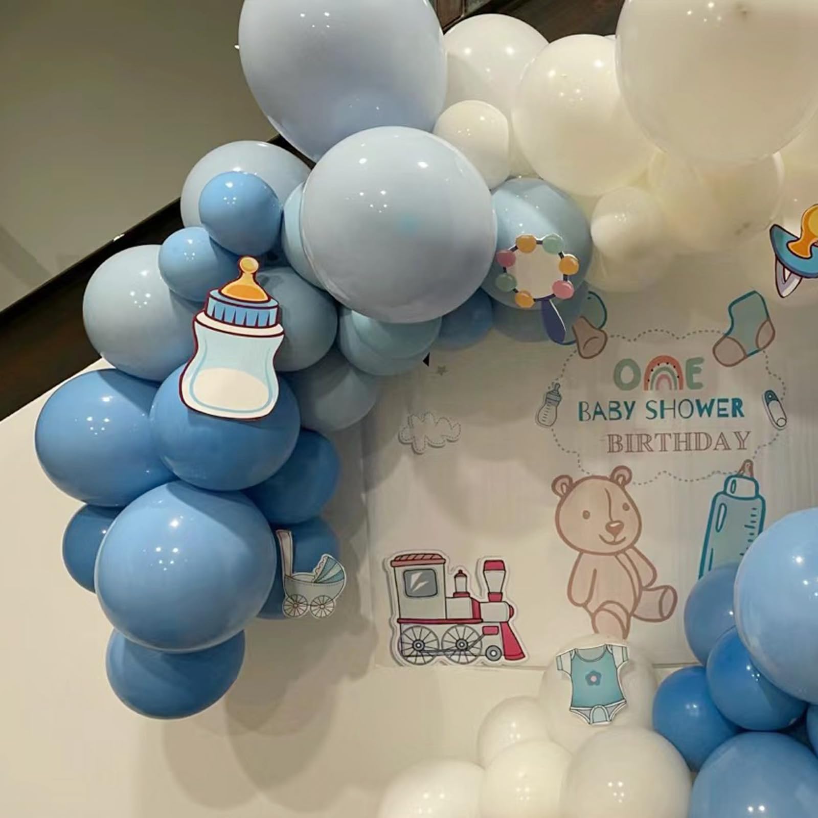 Dusty Blue Balloon Arch Garland, Double Stuffed Pastel Blue Balloons Different Sizes, 18 12 10 5 Inch Blue Balloons for Birthday,Baby Shower,Gender Reveal Party,Boho Decoration,Christening,Graduation