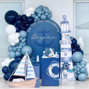 Smog Blue Balloons, Matte Misty Blue Balloons Different Sizes, 18 12 10 5 Inch Blue Balloons Arch Garland for Birthday, Baby Shower, Gender Reveal Party,Boho Decoration