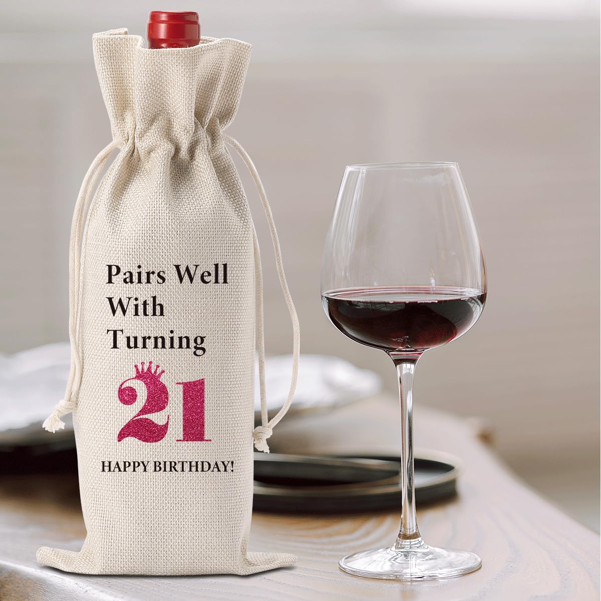 FBCCZEY Funny 21st Birthday Gifts for Her Him Birthday Gifts for 21 Year Old Women Men Wine Bag Happy Anniversary 21st Birthday Party Supplies Decorations for Her Him Son Friends Wine Bags