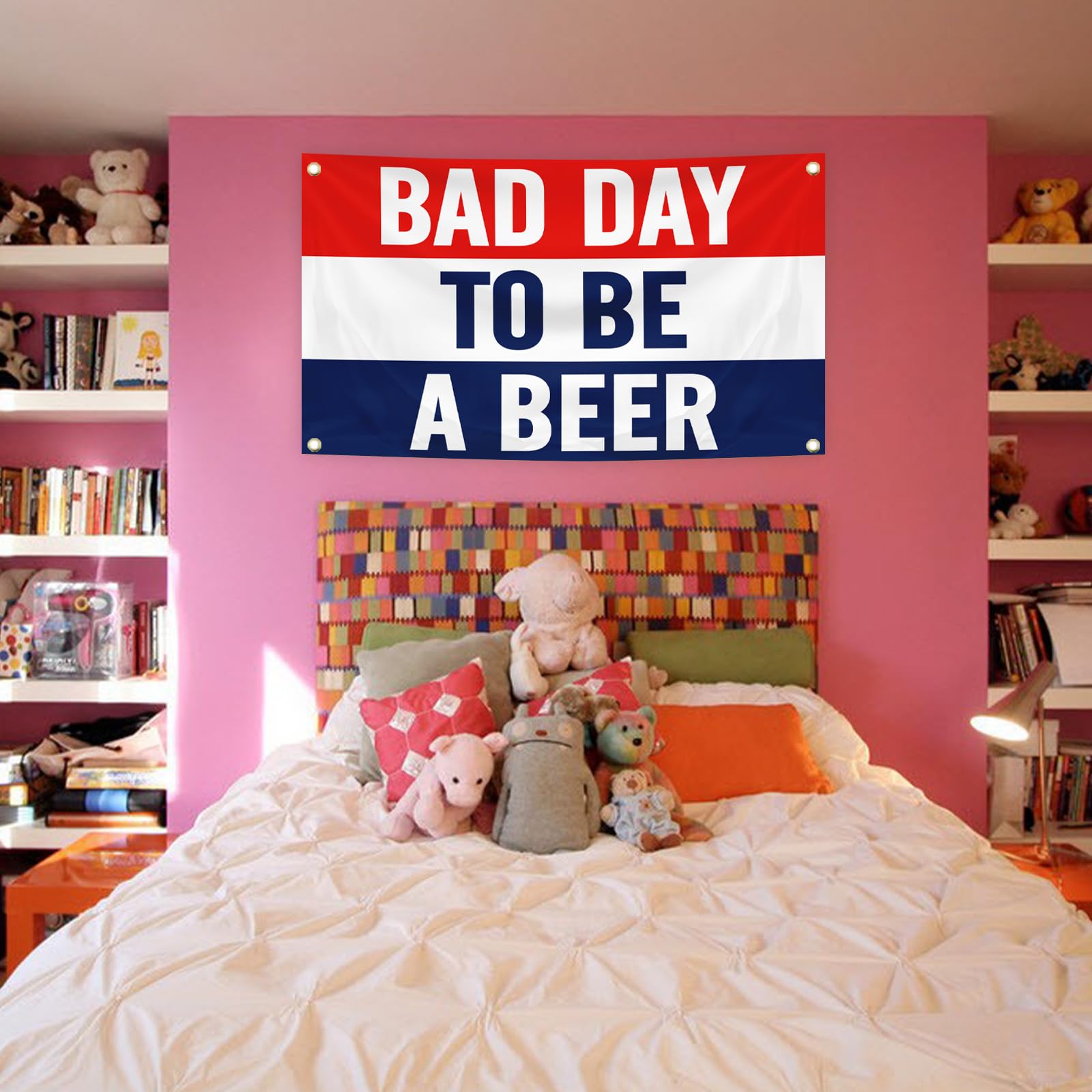 Bad Day To Be A Beer Flag Banner 3x5 Feet Tapestry with 4 Brass Grommets For College Dorm Room Man Cave Frat Wall Outdoor Indoor Decor