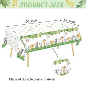 244PCS Jungle Safari Baby Shower Decorations include Plates, Cups, Napkins, Cutlery, Backdrop, Tablecloth, Palm Leaves, Balloon Garland Kit for Animal Themed Baby Boy Shower Decorations, Serves 24