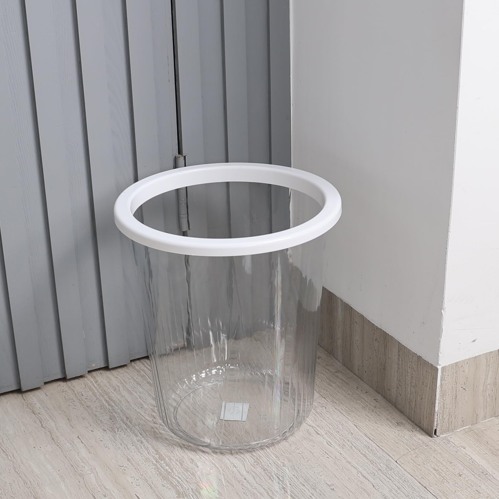 Julyeen 4 Packs Round Plastic Trash Can, 2.5 Gallon Clear Wastebasket Basket Bin for Bathroom, Bedroom, Kitchen