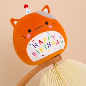 Litence Birthday Cat Plush Pillow Cute Cat Stuffed Animals Toy Kawaii Cat Plushies Doll Gifts for Kids Home Decor, 10inch