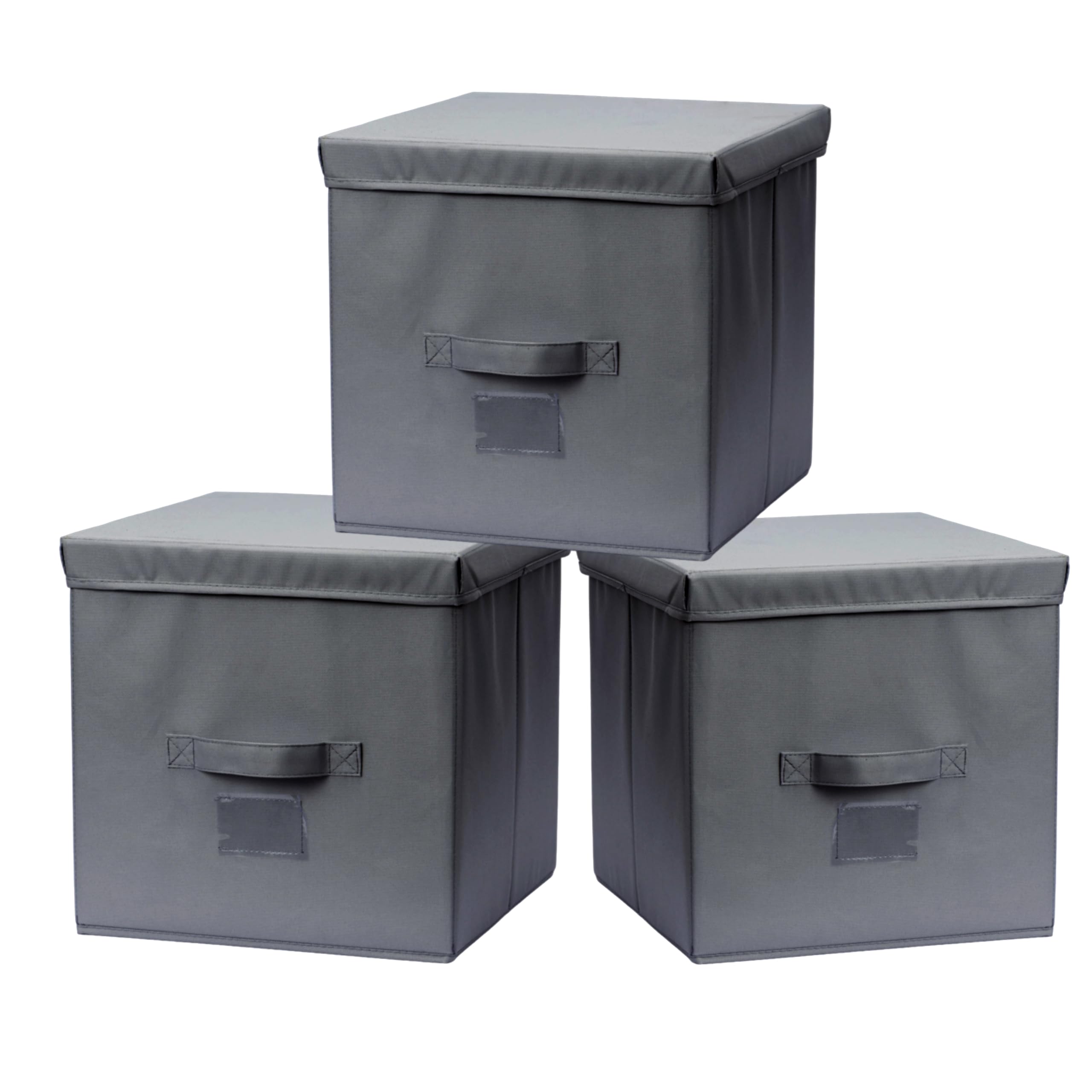 Augfox 3 Pack 13x13x13 Storage Cube Bins - Collapsible Cube Organizer for Kallax Insert, Foldable Toy Chest, Versatile Kallax Storage Cubes for Home, Closet (Dark Grey)