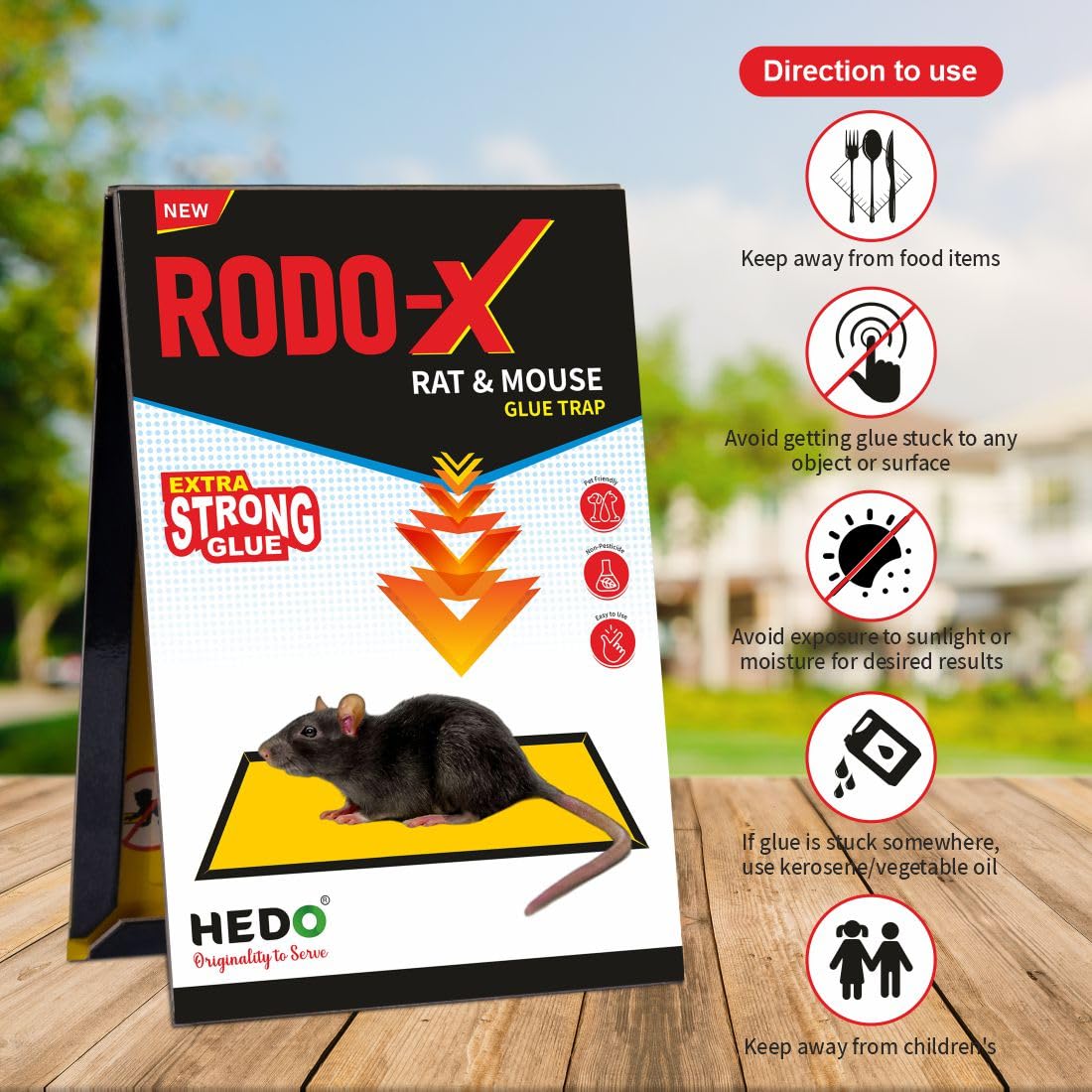 HEDO Rat/Mouse Glue Board,Mouse Catcher Sticky Glue Pad,Non-Poisonous, Non-Toxic Trap Pack of 10