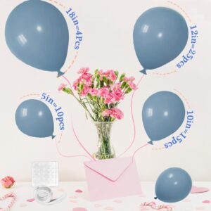 Smog Blue Balloons, Matte Misty Blue Balloons Different Sizes, 18 12 10 5 Inch Blue Balloons Arch Garland for Birthday, Baby Shower, Gender Reveal Party,Boho Decoration