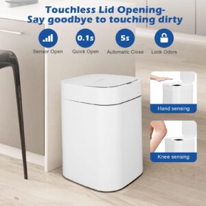 Automatic Trash can 4.6 gallons,Self-sealing&self-changing Smart Garbage can,Motion Sensor activated Rechargeable touchless with lid for Kitchen Bathroom Bedroom,with 6 refill Rings-150 bags