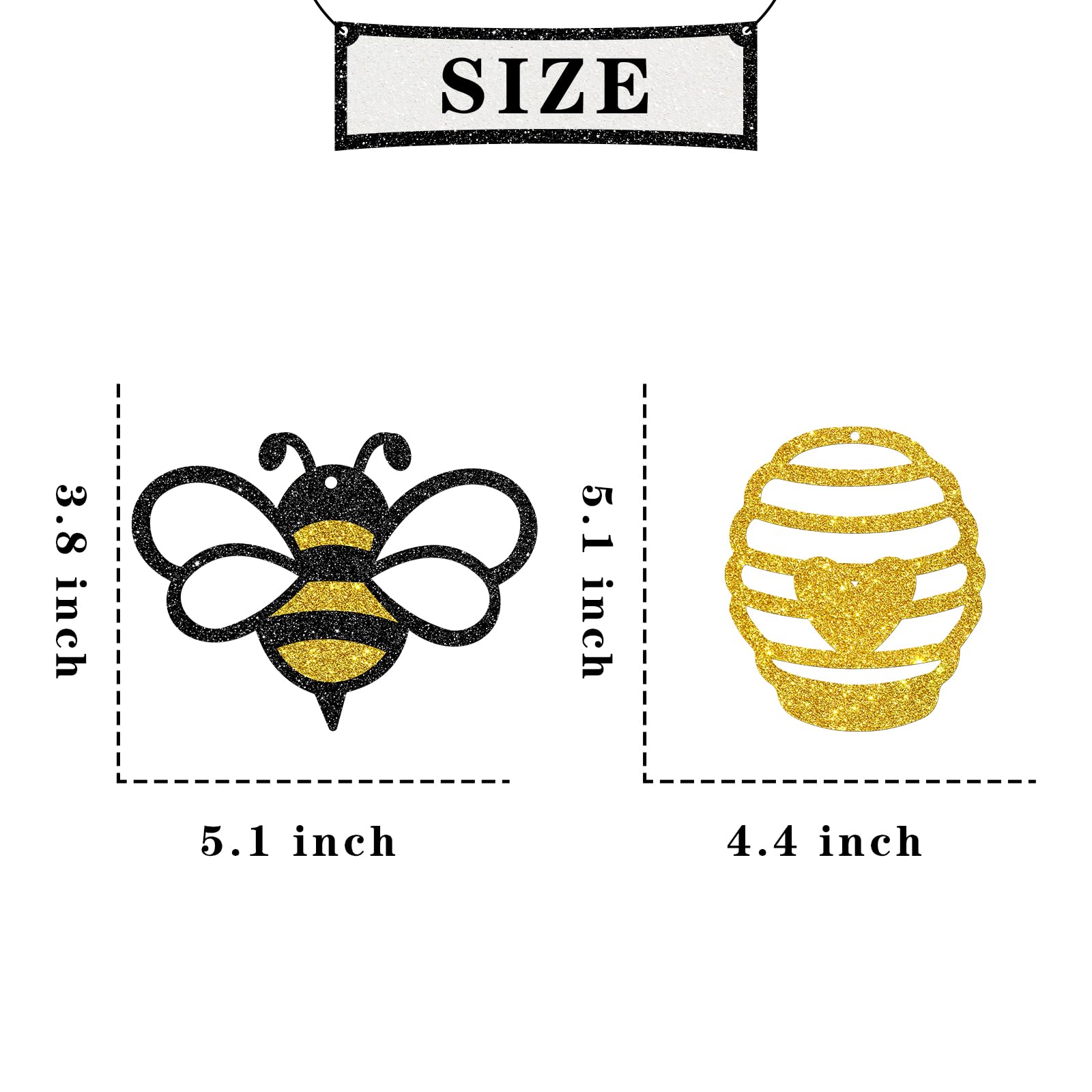 Maicaiffe Honey Bumble Bee Hanging Swirl Decorations - Glitter 22 Pcs Bee Baby Shower Party Supplies - Baby Birthday - Engagement - Wedding Streamers - Bee Theme Party Foil Swirls Ceiling Decorations