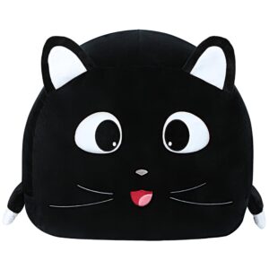 yinwes stuffed animal storage bean bag chair for kids room decor, cute black cat design zipper beanbag chair cover for organizing, super soft velvet fabric large size(cover only)