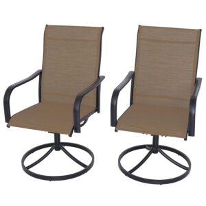 nixtopia patio swivel dining chairs set of 2 with armrest, comfortable textilene support and metal frame