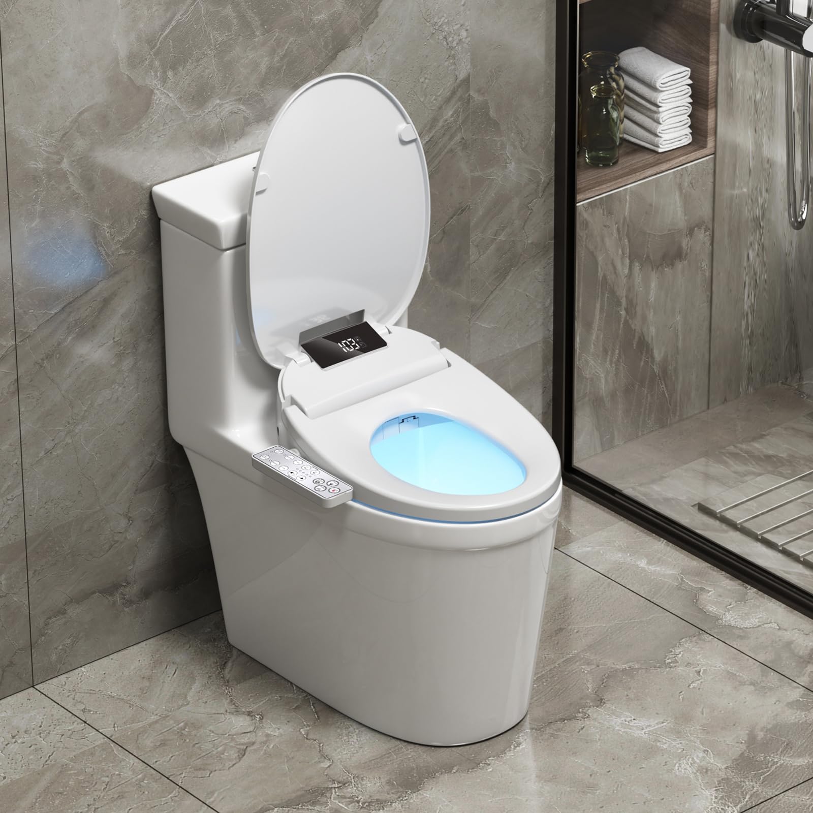 WLJBIDET Upgrade Bidet Toilet Seat Elongated, Rear and Feminine Wash, Unlimited Warm Water, Heated Seat, Warm Air Drying, Soft Close Lid, Sense Seat, Smart Bidet Seat Elongated Requires Electricity