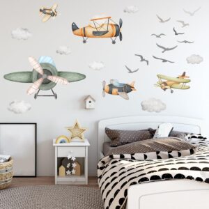 airplane wall decal for boys/peel and stick boys bedroom wall sticker/can be suitable for kindergarten nursery boys girls bedroom wall decoration