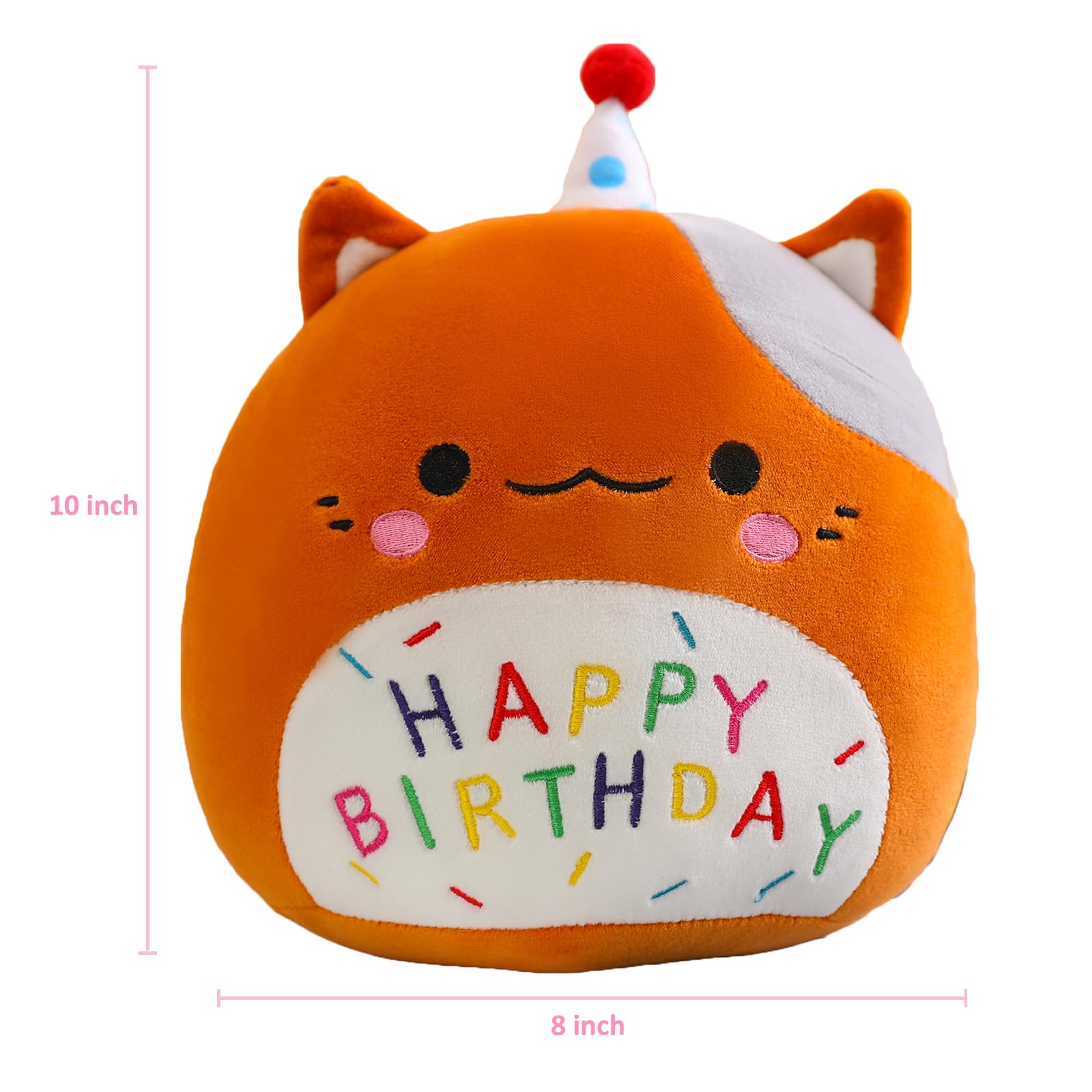 Litence Birthday Cat Plush Pillow Cute Cat Stuffed Animals Toy Kawaii Cat Plushies Doll Gifts for Kids Home Decor, 10inch