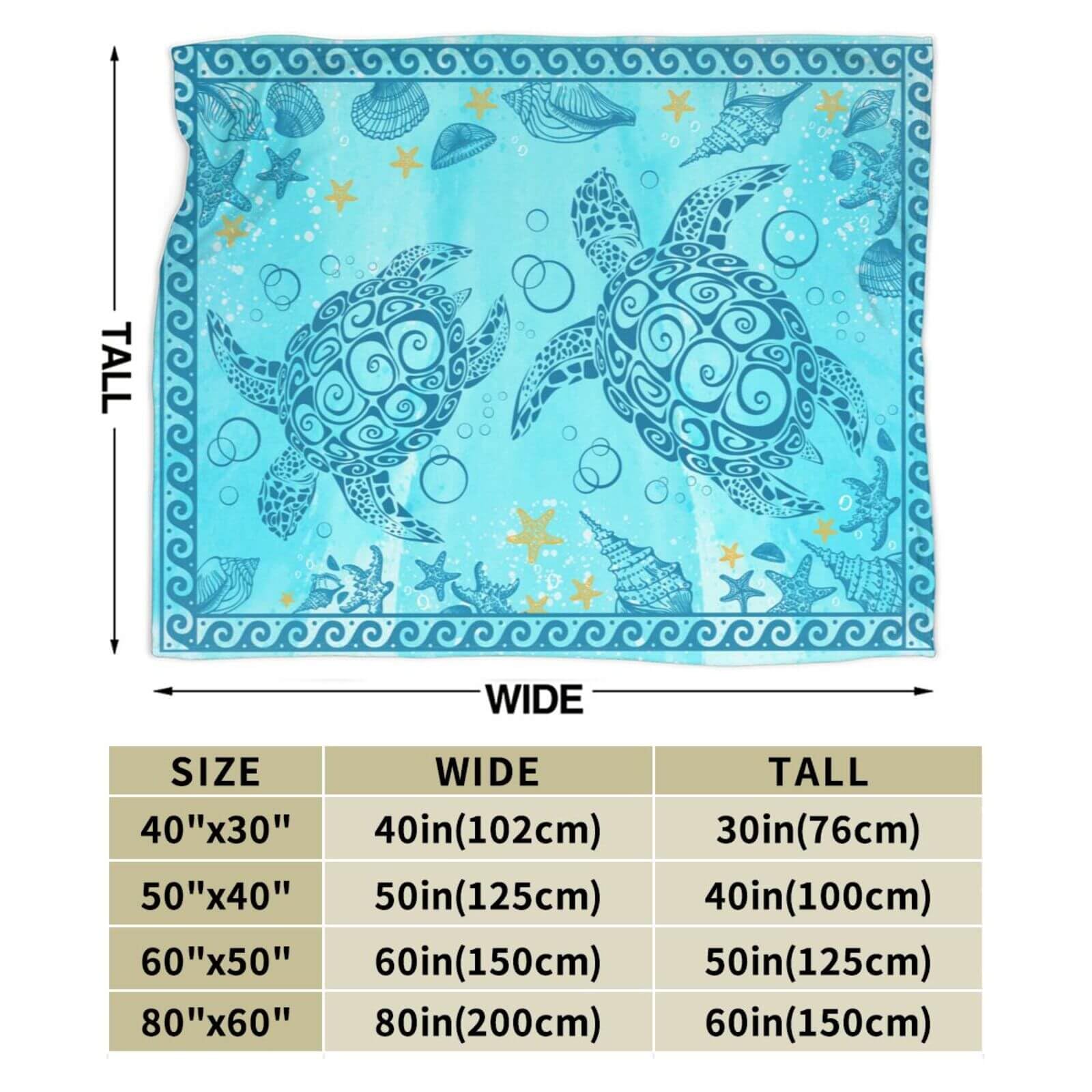 Homieblanket Sea Turtle Blanket for Boys Girls, Cute Sea Turtle Themed Design Printed Throw Blankets for Kids Lap, Chair Sofa, Warm Soft Cozy Blanket, 40"x 50"