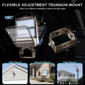 LEDMO LED Parking Lot Lights Adjustable Trunnion Mount 200W Dusk to Dawn Outdoor Lighting with Photocell Flood Area Lights 5000K Commercial Wall Mount IP65 Led Shoebox Lights