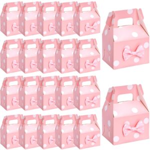 vgoodall 30pcs polka dot favor boxes, gable treat boxes small candy boxes pink polka dot boxes party supplies for kids snacks candy birthday party wedding christmas