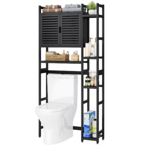 YITAHOME Over The Toilet Storage Bamboo Over-The-Toilet Cabinet with Shelf for Bathroom Storage, Space Saver for Restroom, Laundry, Black