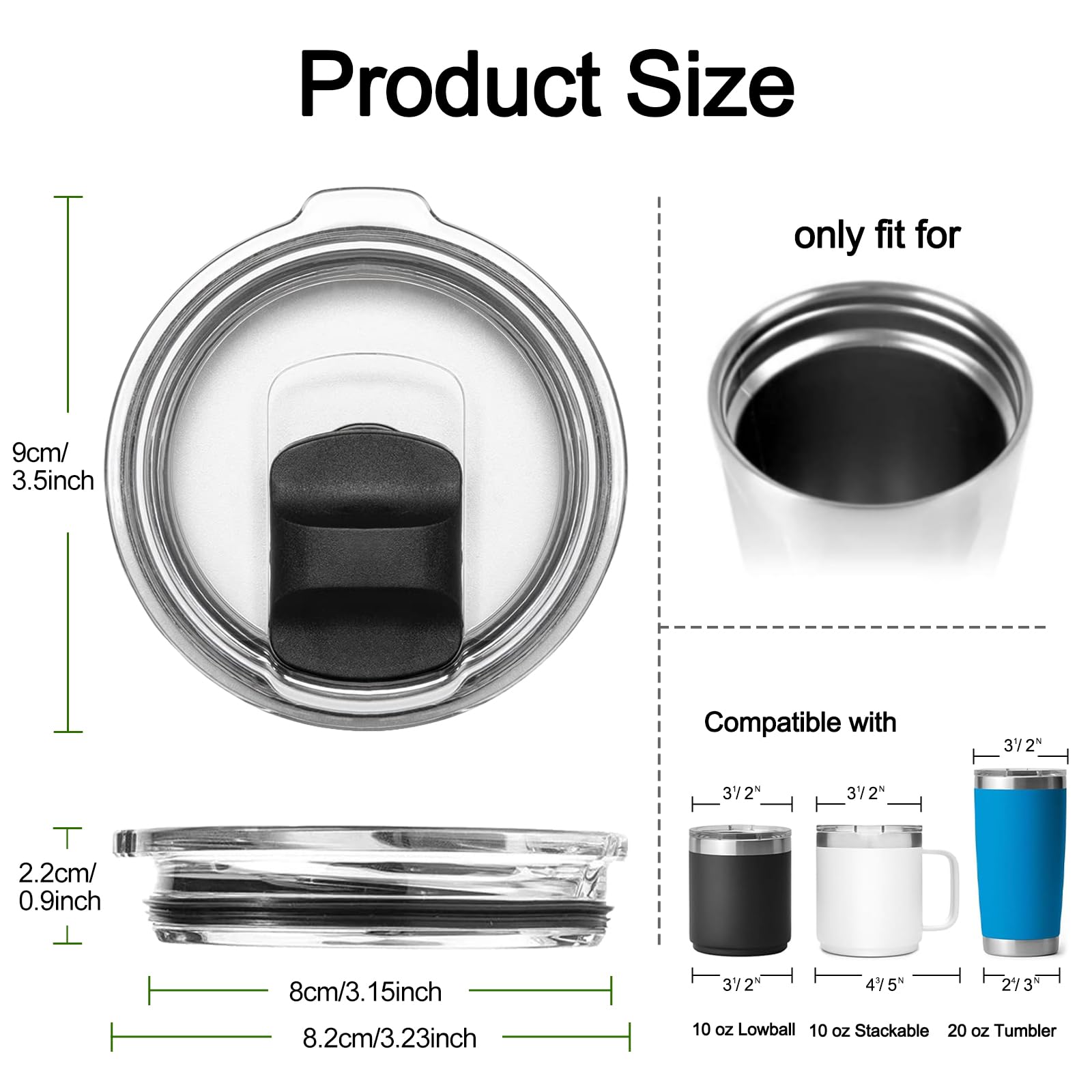 4 Pack 20 oz Magnetic Tumbler Lid, 20 oz Replacement Lid for Yeti Lids Compatible with YETI Rambler or Old Style Rtic Coffee Tumbler, Magnetic Spill Proof Tumbler (20oz, Count, 4)