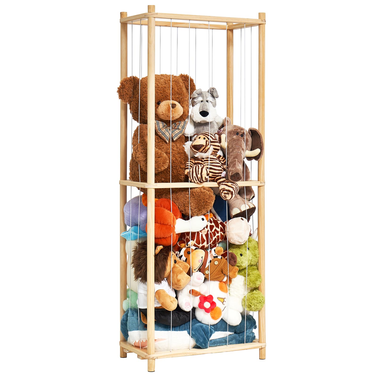 ZJSYMZY Extra Large Stuffed Animal Zoo Storage,59" Tall Wooden Stuffed Animal Cage, Toy Cage for Stuffed Animal Holder Applicable Kids Nursery Play Room Bedroom Display Corner