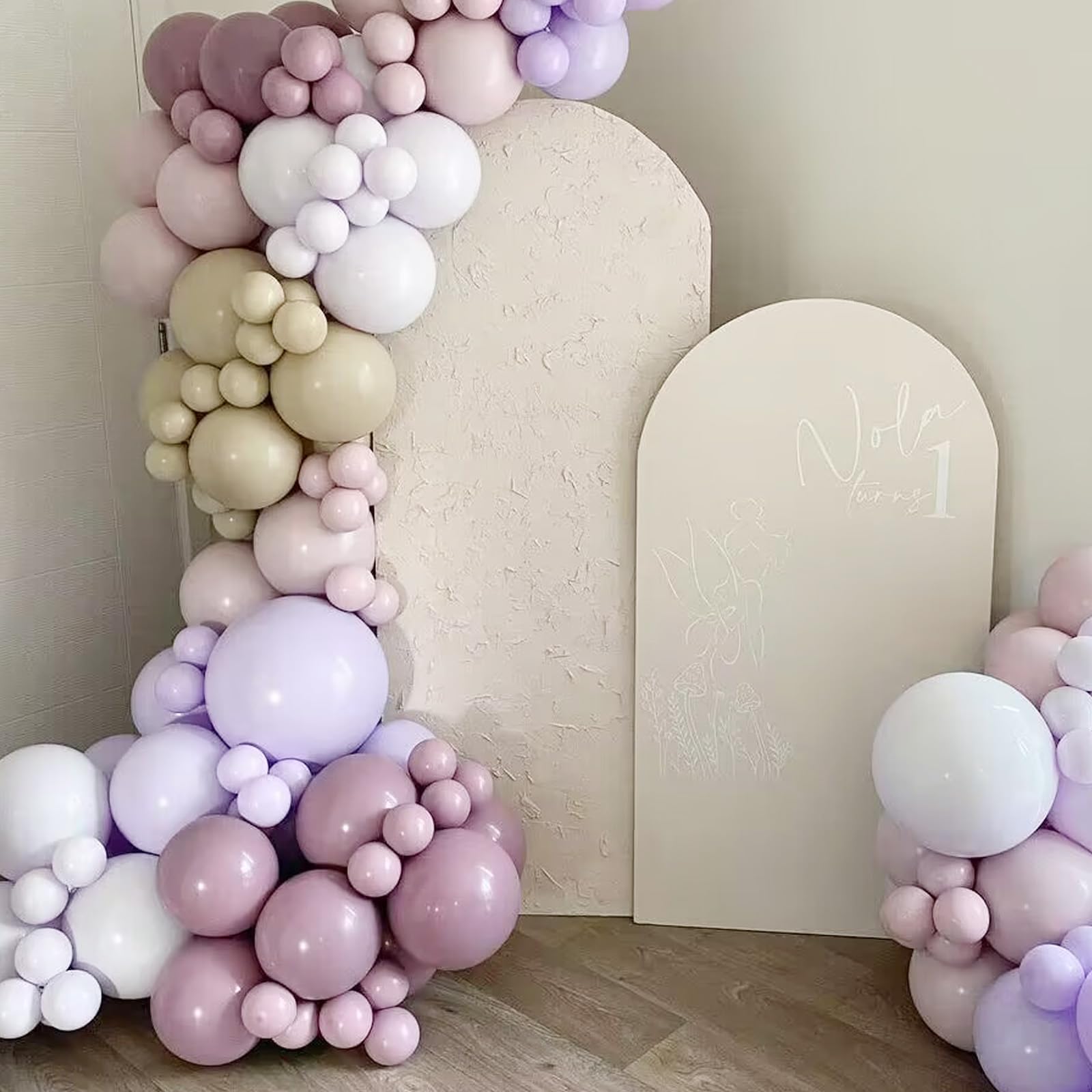 Light Purple Balloons Different Sizes, 18 12 10 5 Inch Double Stuffed Pastel Purple Balloons, Macaron Lavender Purple Balloon Arch for Boho Party, Baby Shower, Birthday, Weddings (Light Purple）