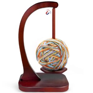 heh wooden yarn holder for knitting and crocheting, magnetic yarn ball holder with anti-slip pads, yarn holder spinner for diy crafts, crochet gift for knitting lovers