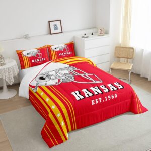 Erosebridal American Football Comforter Set Rugby Decor Sports Game Bedding Comforter Sets Twin, Boys American Football City Bedding Red Yellow White Stars Stripes Duvet Insert 2Pcs (Kansas)