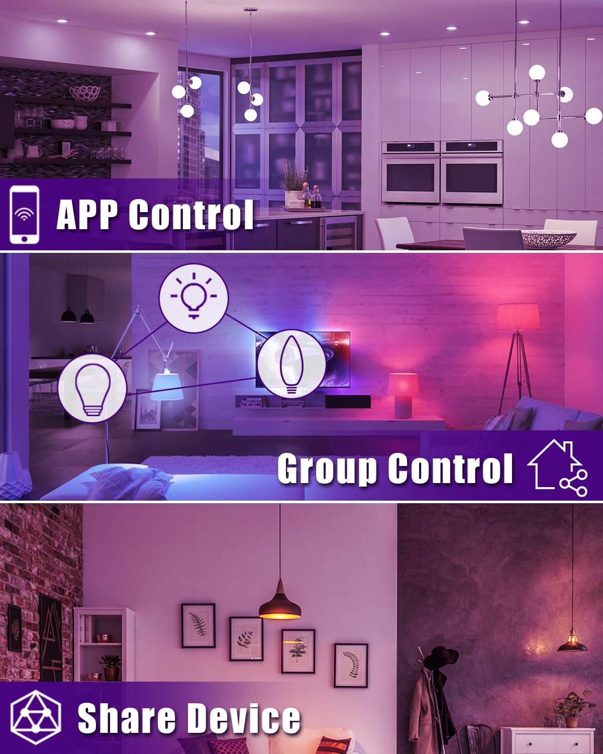 Avatar Controls 6 Pack GU10 WiFi Smart Bulbs, Alexa PAR16 LED Recessed Track Light Bulb 5W Color Changing Music Sync Timer Group Control 100°Beam Angle for Kitchen, Garages, Living Room, Bedroom