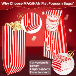 MAQIHAN 50 Popcorn Bags Individual Servings - Flat Bottom Paper Popcorn Food Bags Party Pop Corn Sleeves Bulk Carnival Halloween Snack Packs Gift Favor Treat bolsas para palomitas Movie Night Supplies