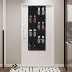 HAKACC 24 Pockets Over The Door Shoe Organizer, Hanging Shoe Organizer for Closet, Shoe Rack for Door, Hanging Shoe Storage Bag, Black