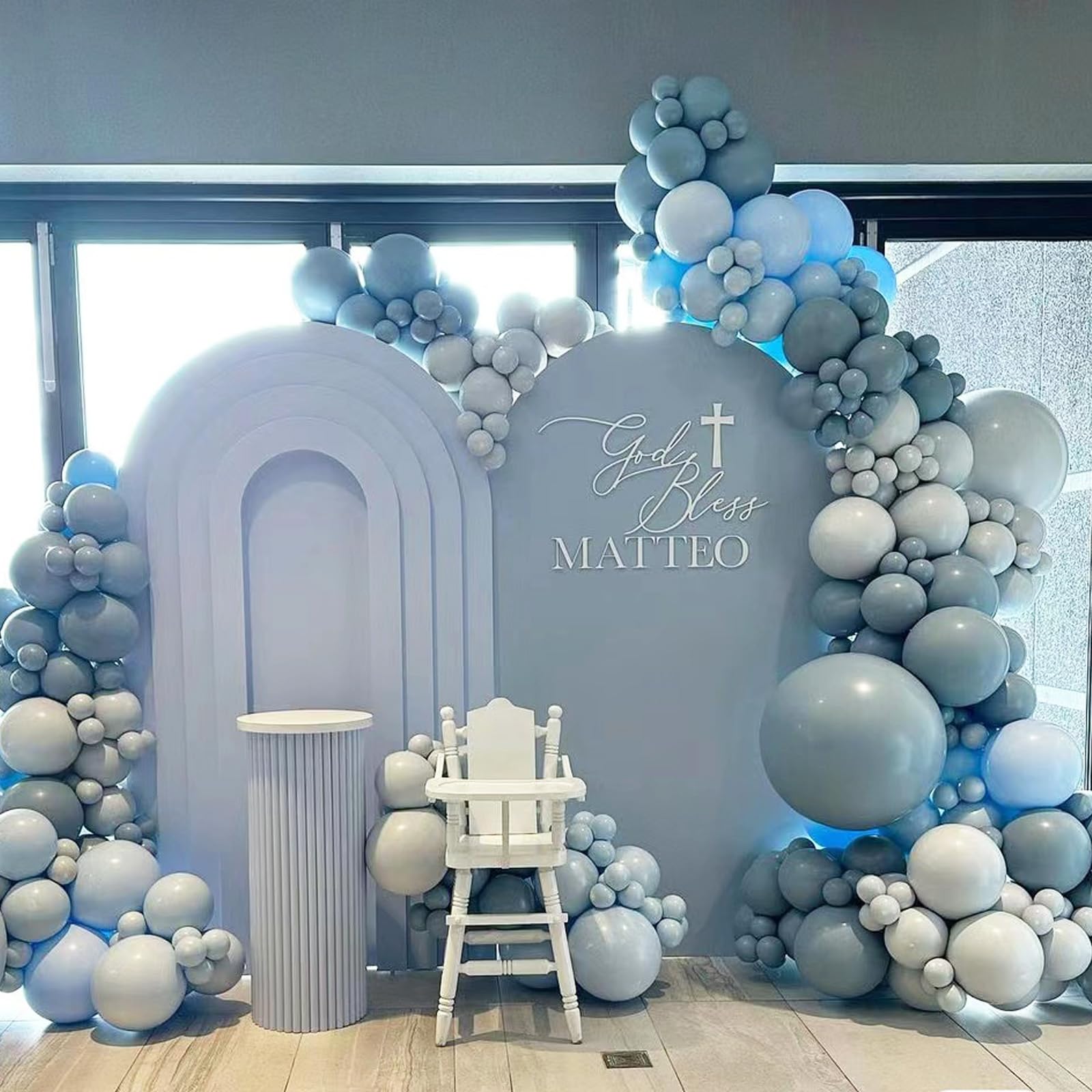 Smog Blue Balloons, Matte Misty Blue Balloons Different Sizes, 18 12 10 5 Inch Blue Balloons Arch Garland for Birthday, Baby Shower, Gender Reveal Party,Boho Decoration