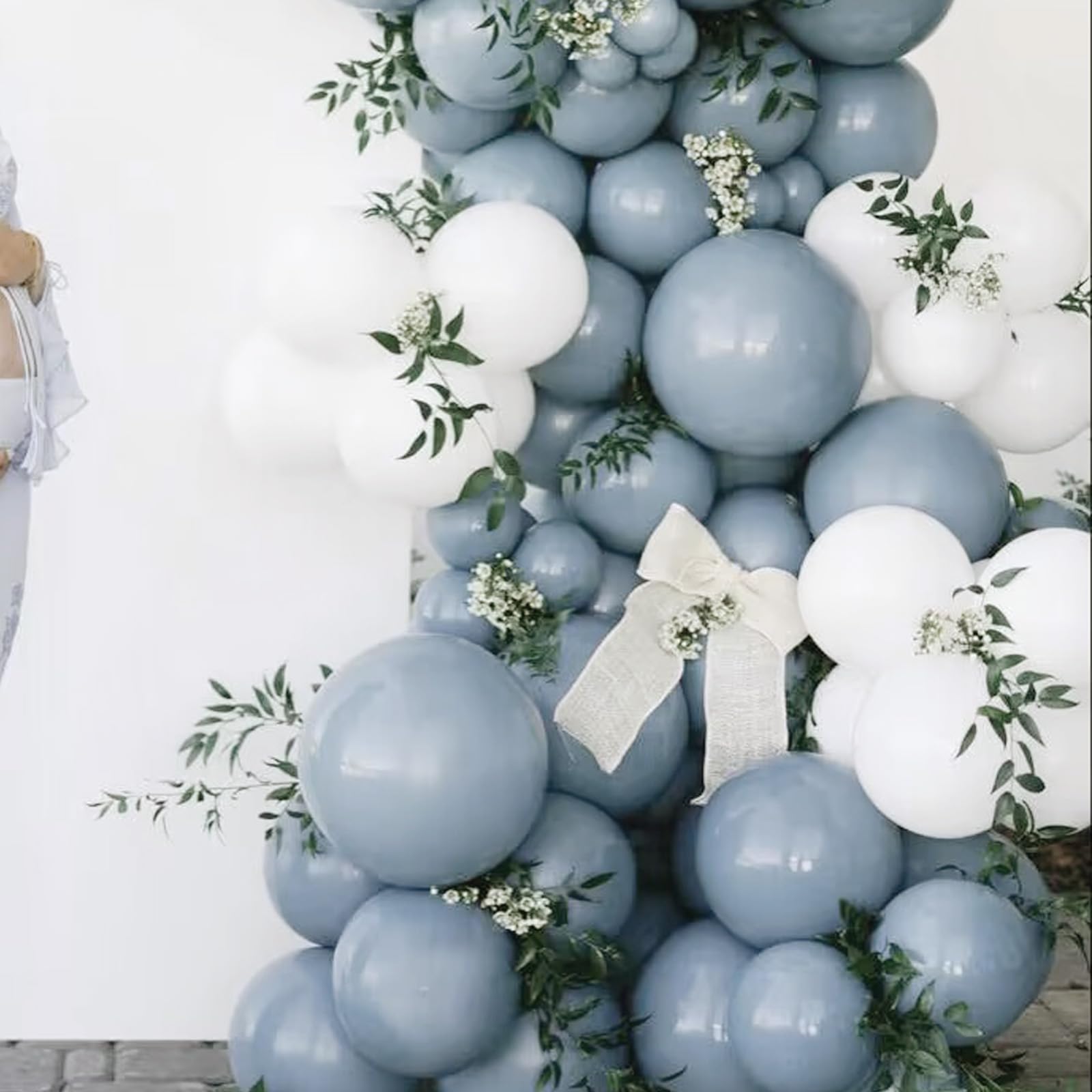 Smog Blue Balloons, Matte Misty Blue Balloons Different Sizes, 18 12 10 5 Inch Blue Balloons Arch Garland for Birthday, Baby Shower, Gender Reveal Party,Boho Decoration